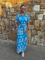 'SANI' MAXI SHIRT DRESS IN BLUE