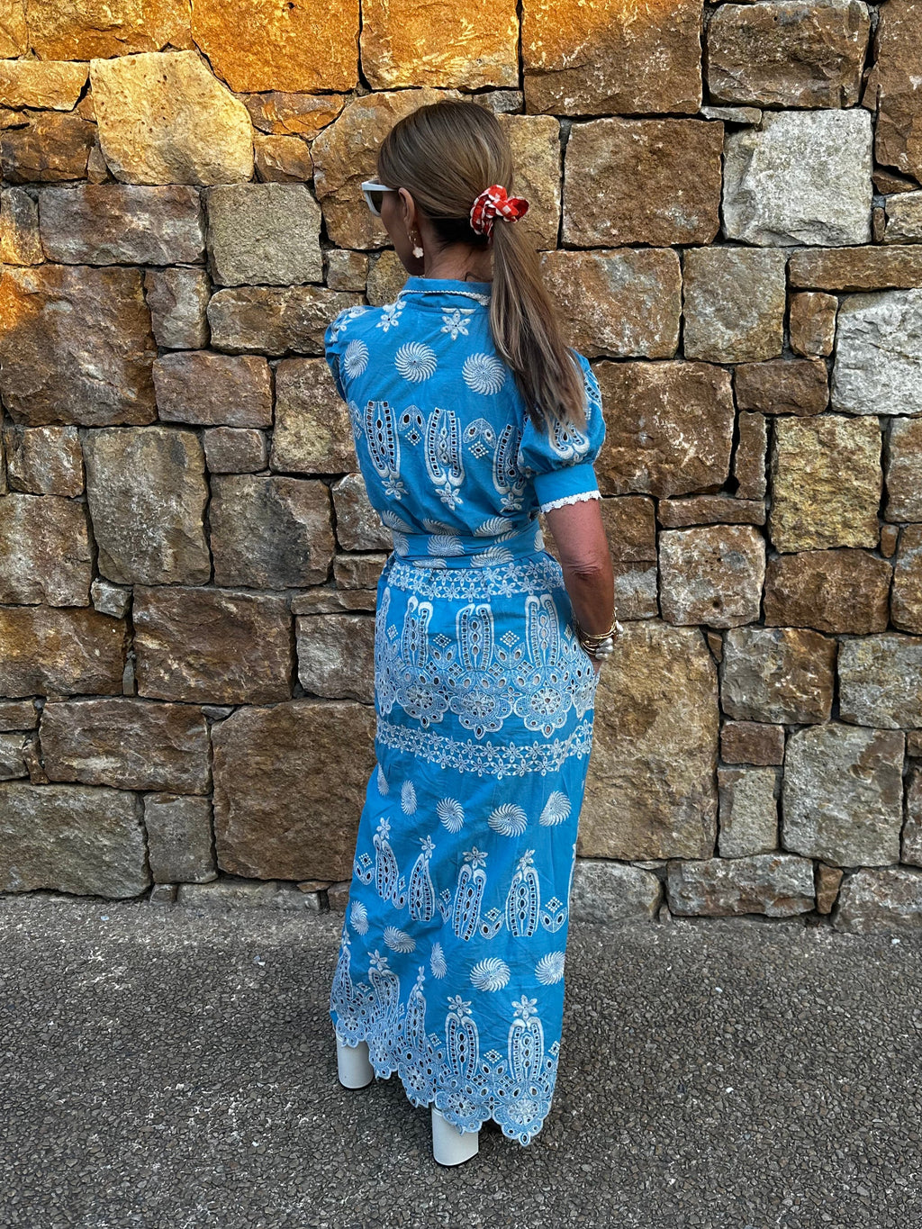 'SANI' MAXI SHIRT DRESS IN BLUE