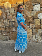 'SANI' MAXI SHIRT DRESS IN BLUE