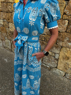 'SANI' MAXI SHIRT DRESS IN BLUE