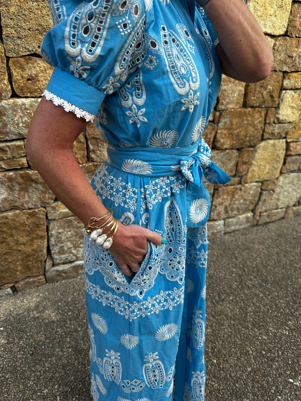 'SANI' MAXI SHIRT DRESS IN BLUE