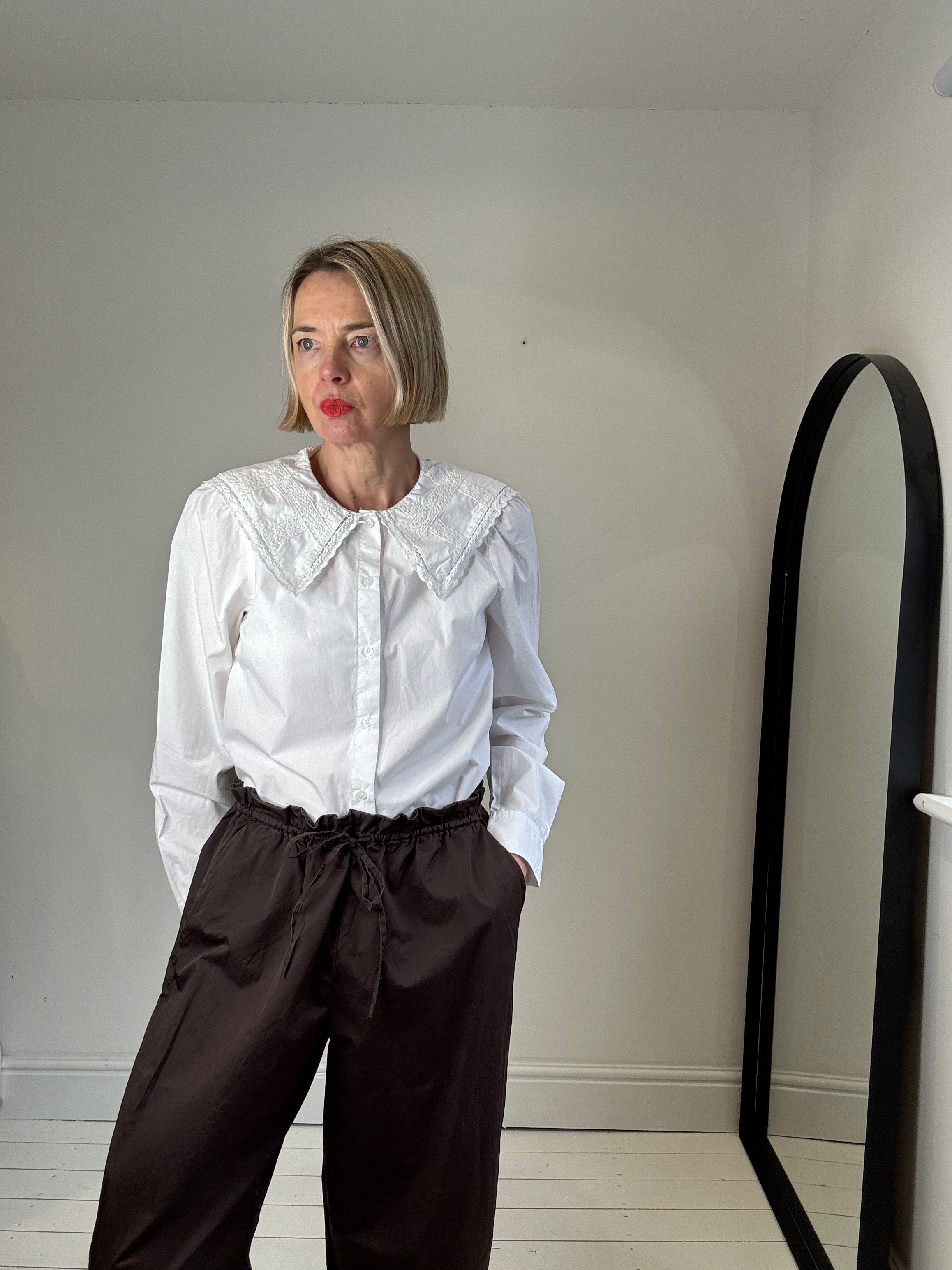 Cotton big collar shirt