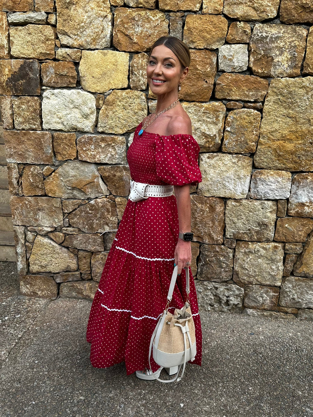 'HONOUR' DRESS IN RED DOT