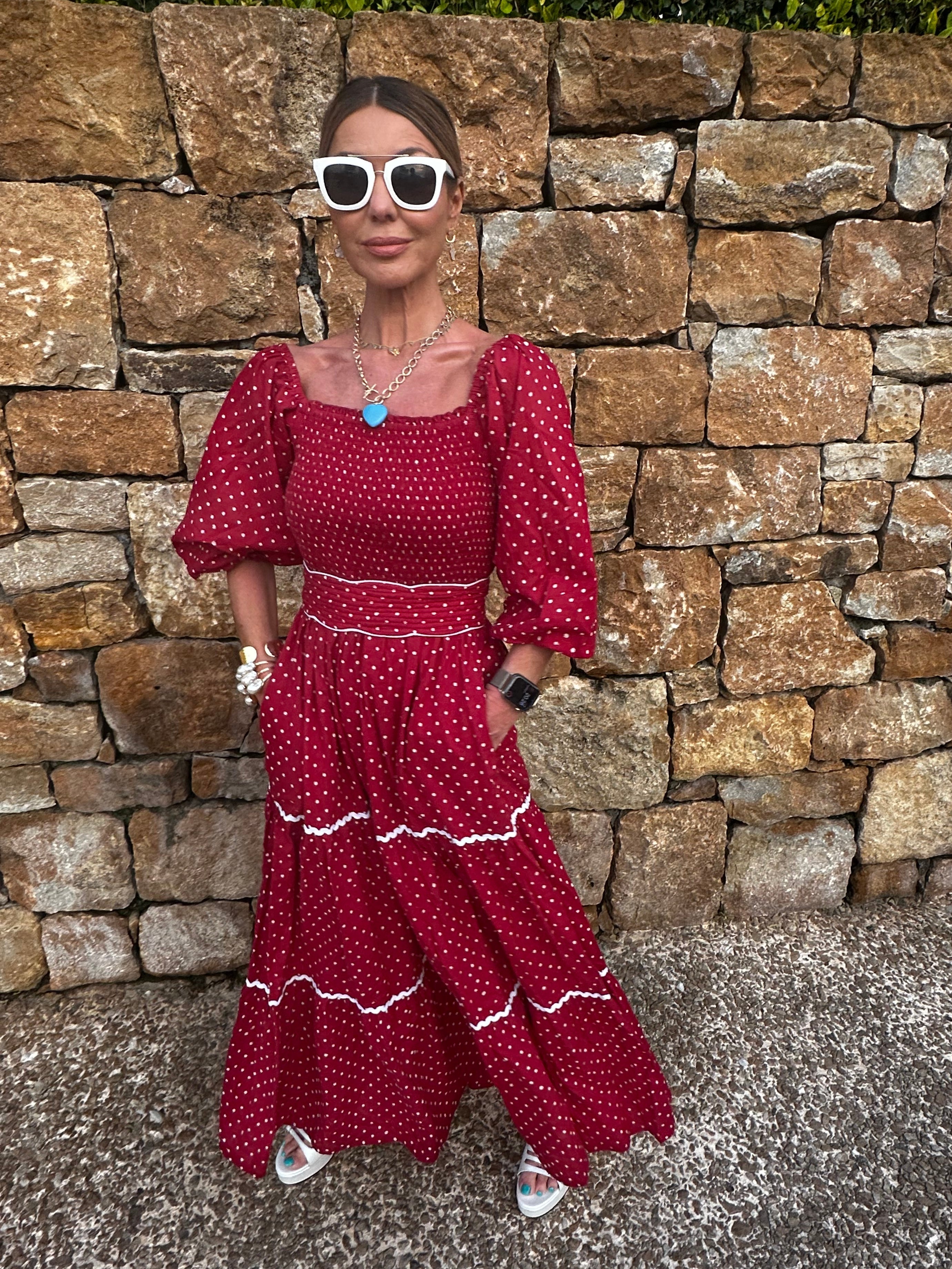 'HONOUR' DRESS IN RED DOT