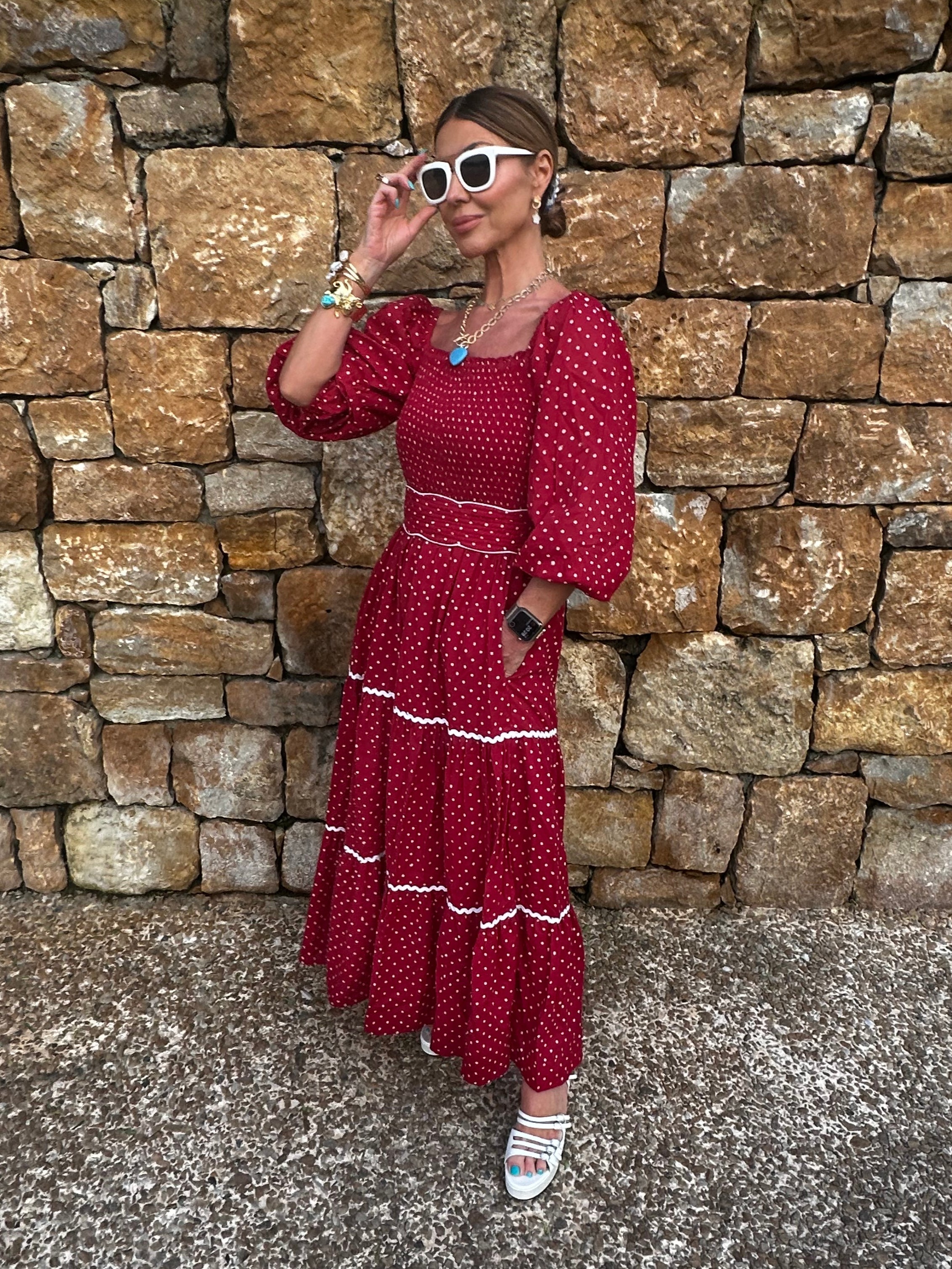 'HONOUR' DRESS IN RED DOT