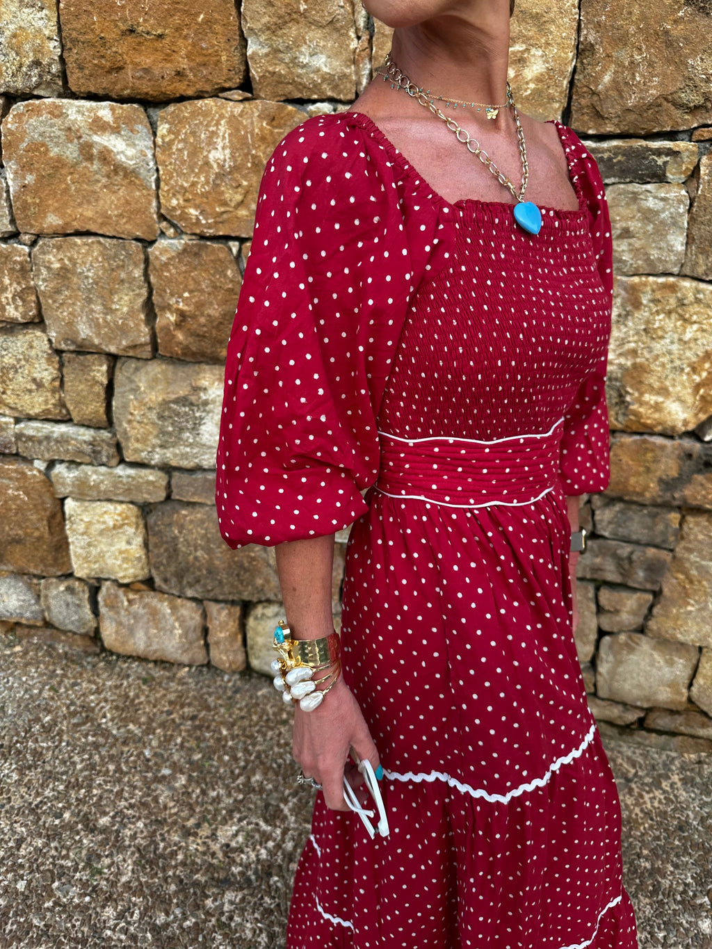 'HONOUR' DRESS IN RED DOT