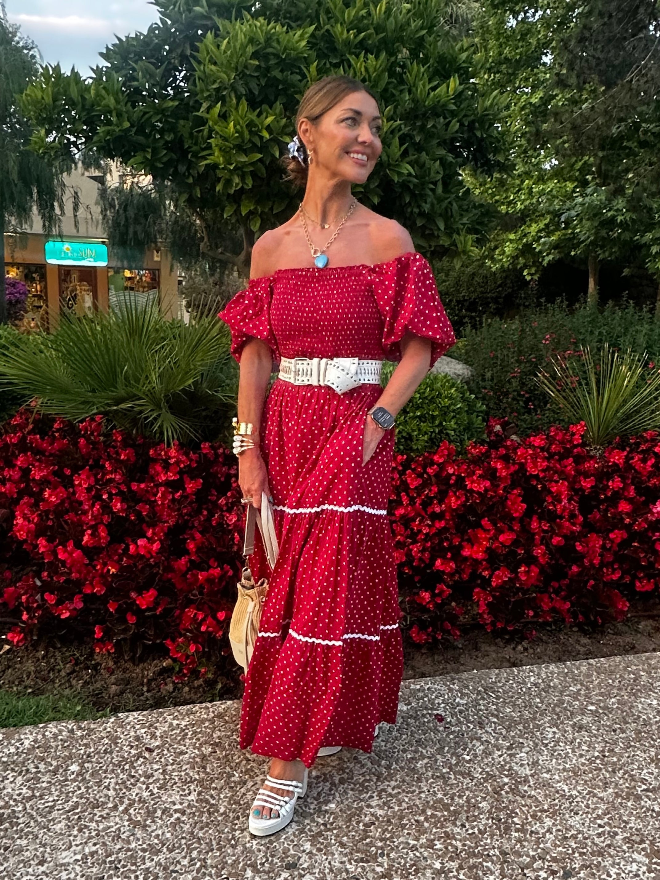 'HONOUR' DRESS IN RED DOT