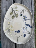 Asymmetric wild grasses ceramic serving centrepiece platter