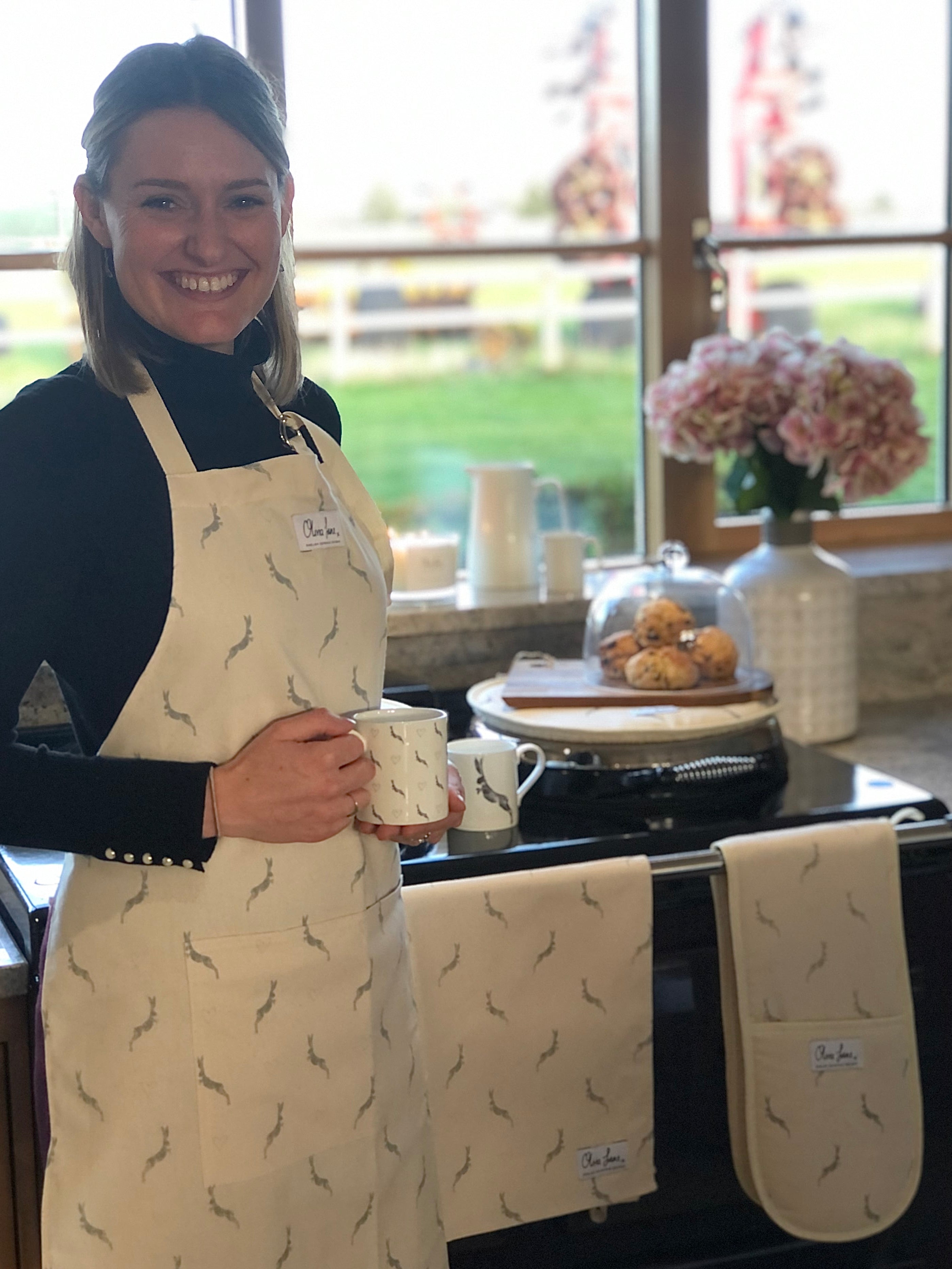 Tea Towel - 'Home Late Hare and Hearts'