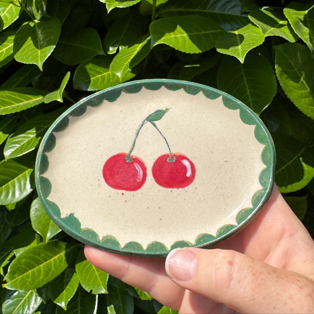 Ceramic Cherry Design Oval Dish