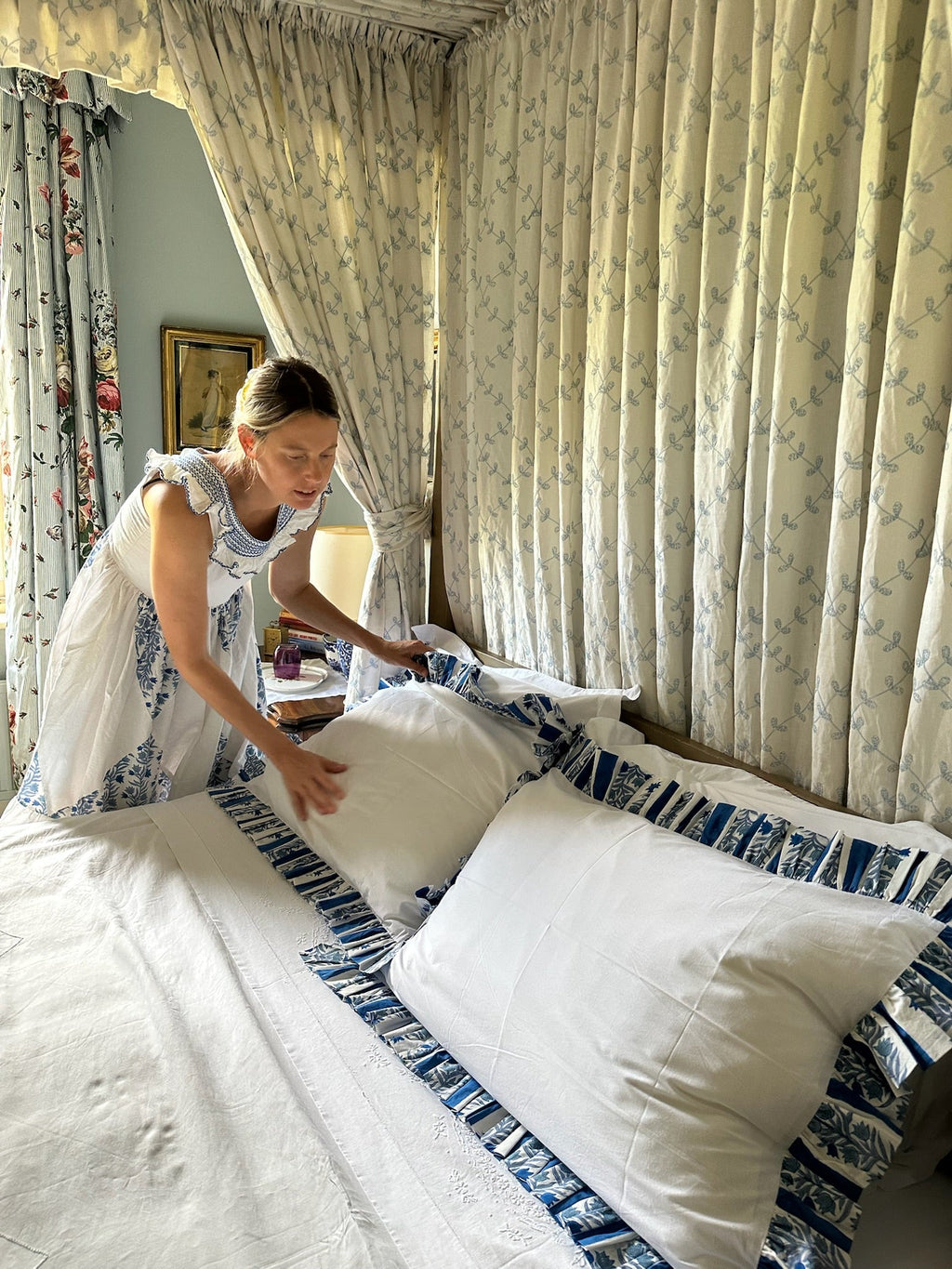 Blue Organic Cotton Poplin Pillowcase