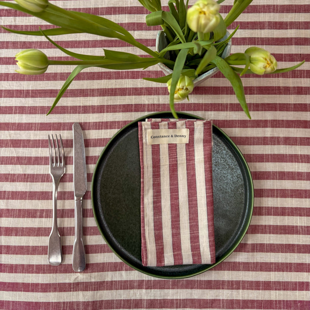 NEW WOVEN CLAY STRIPE set of 4 cotton napkins