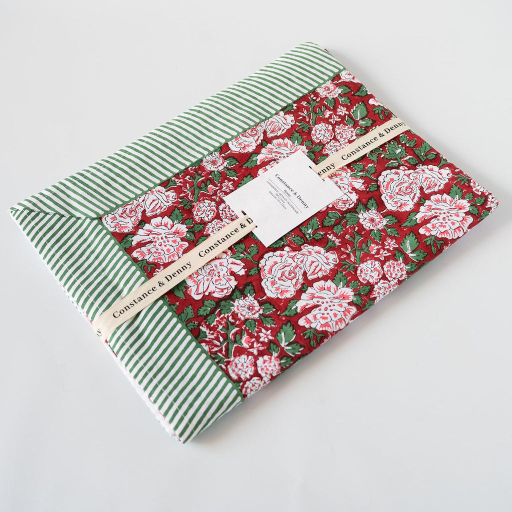 IN BLOOM BLUE hand block printed tablecloth