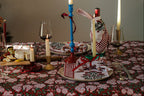 IN BLOOM BLUE hand block printed tablecloth