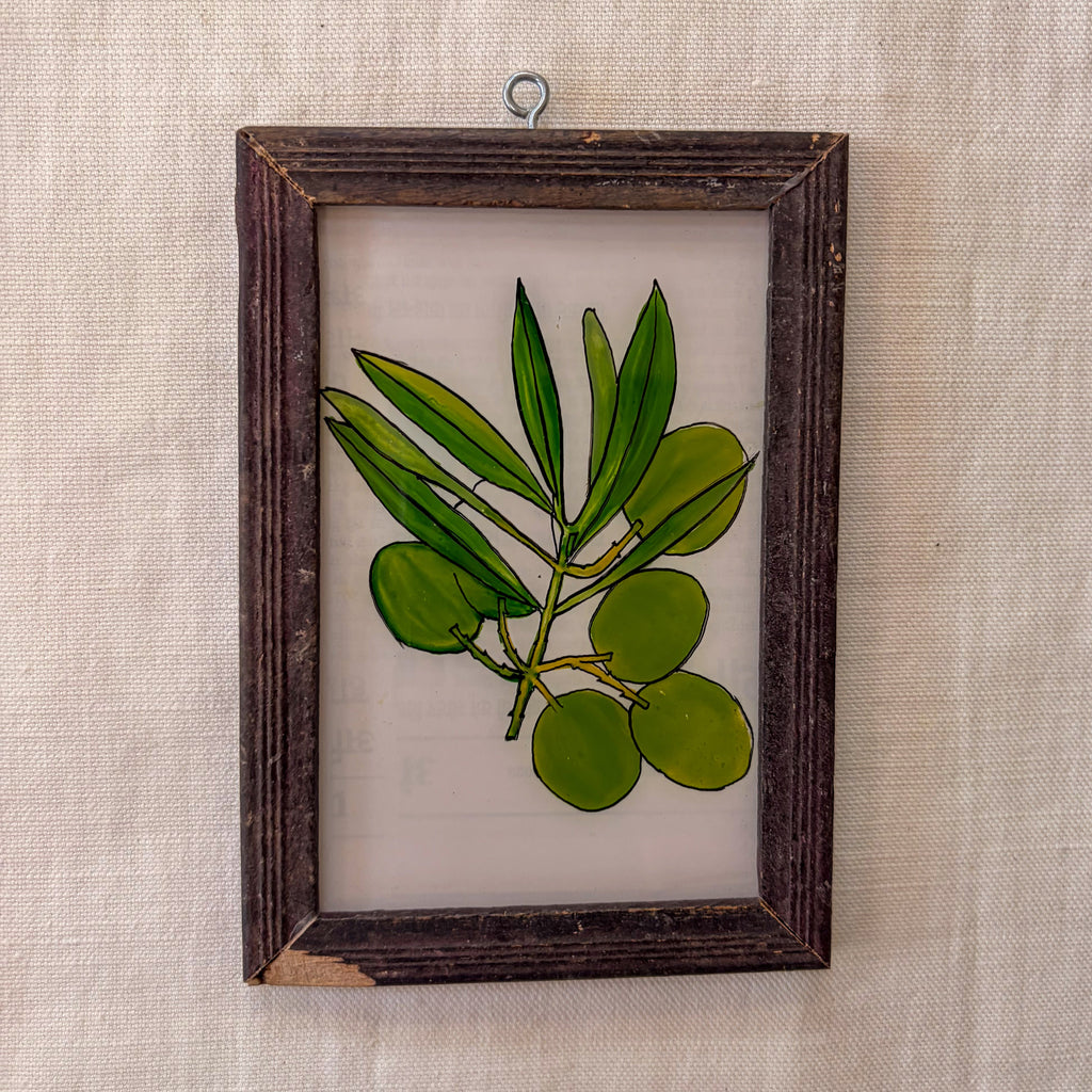 GREEN OLIVES  Indian glass painting