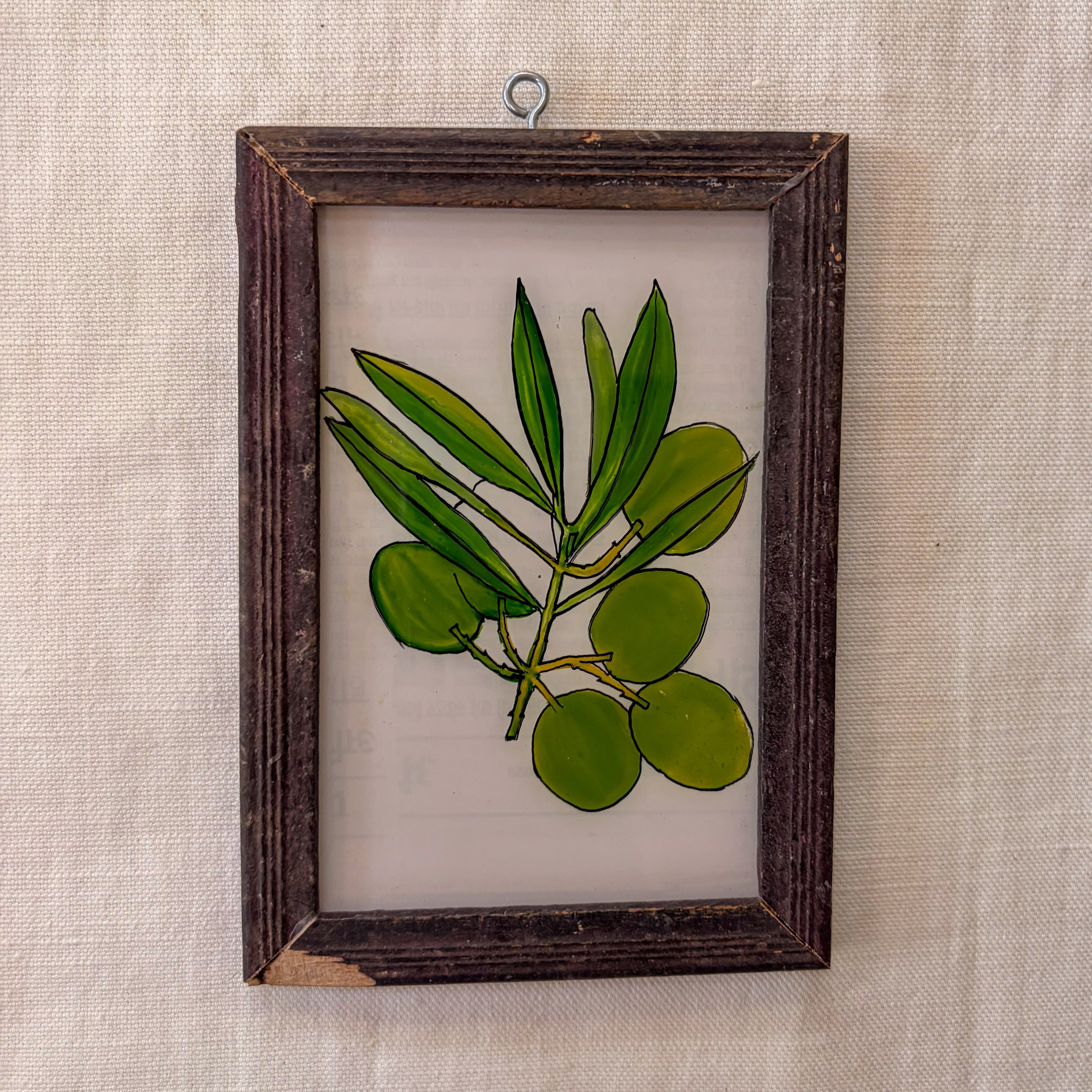 GREEN OLIVES  Indian glass painting