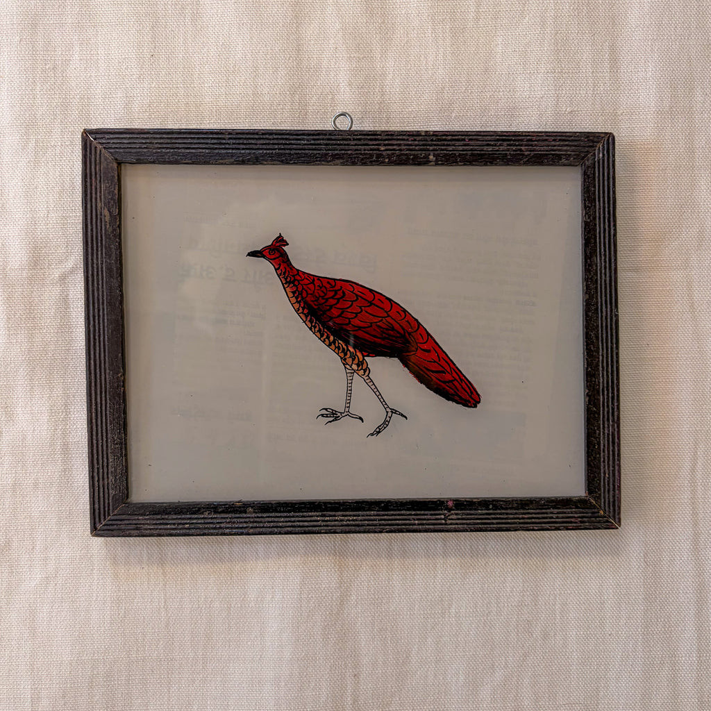 RED BIRD 2 Indian glass painting