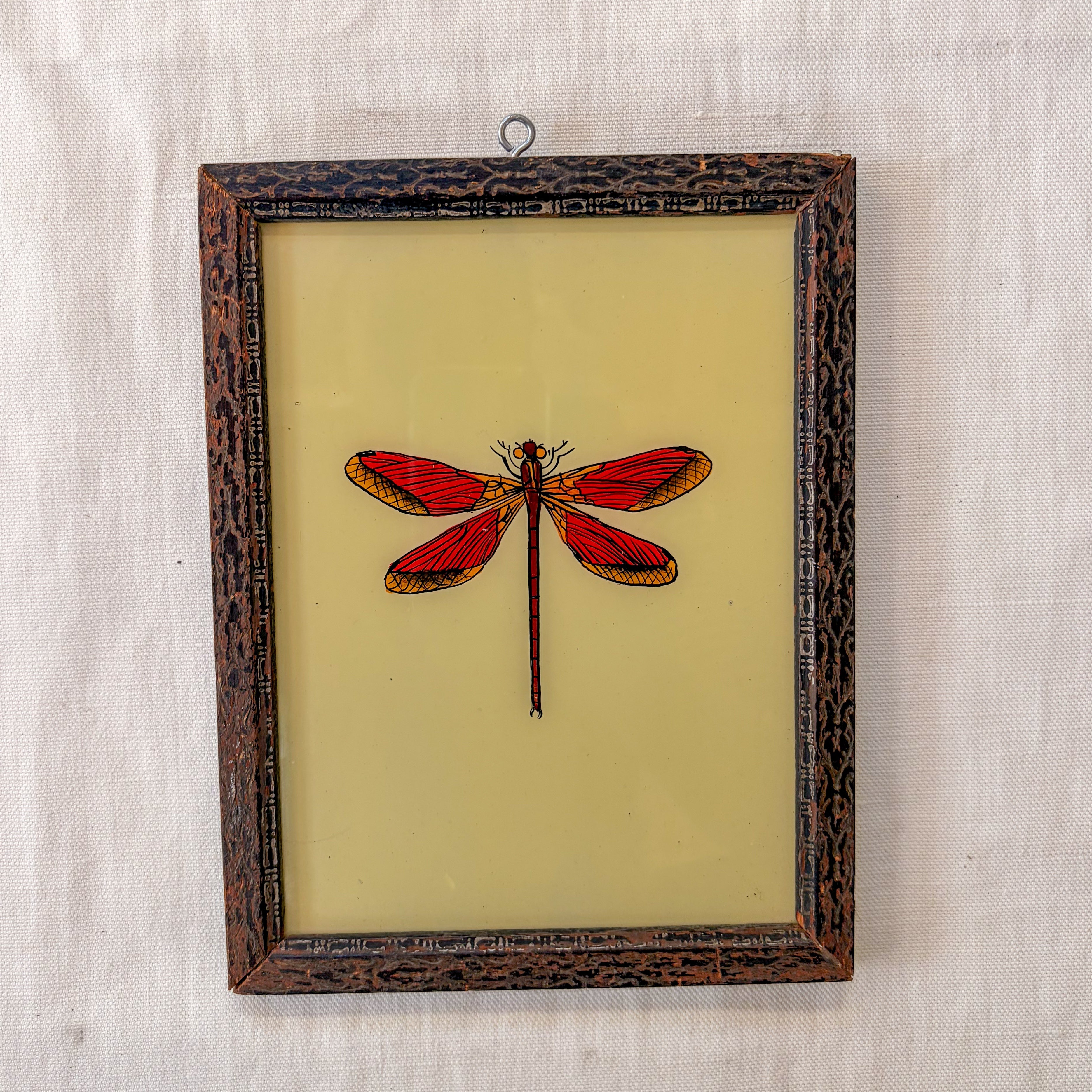 RED MOTH Indian glass painting