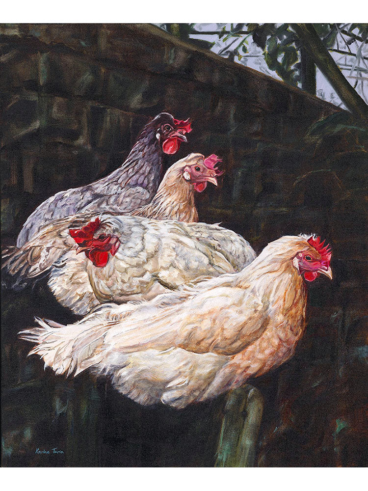Roosting Chickens Giclée Print - Limited Edition