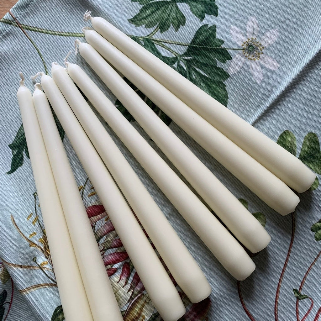 8 Ivory Tapered Dinner Candles