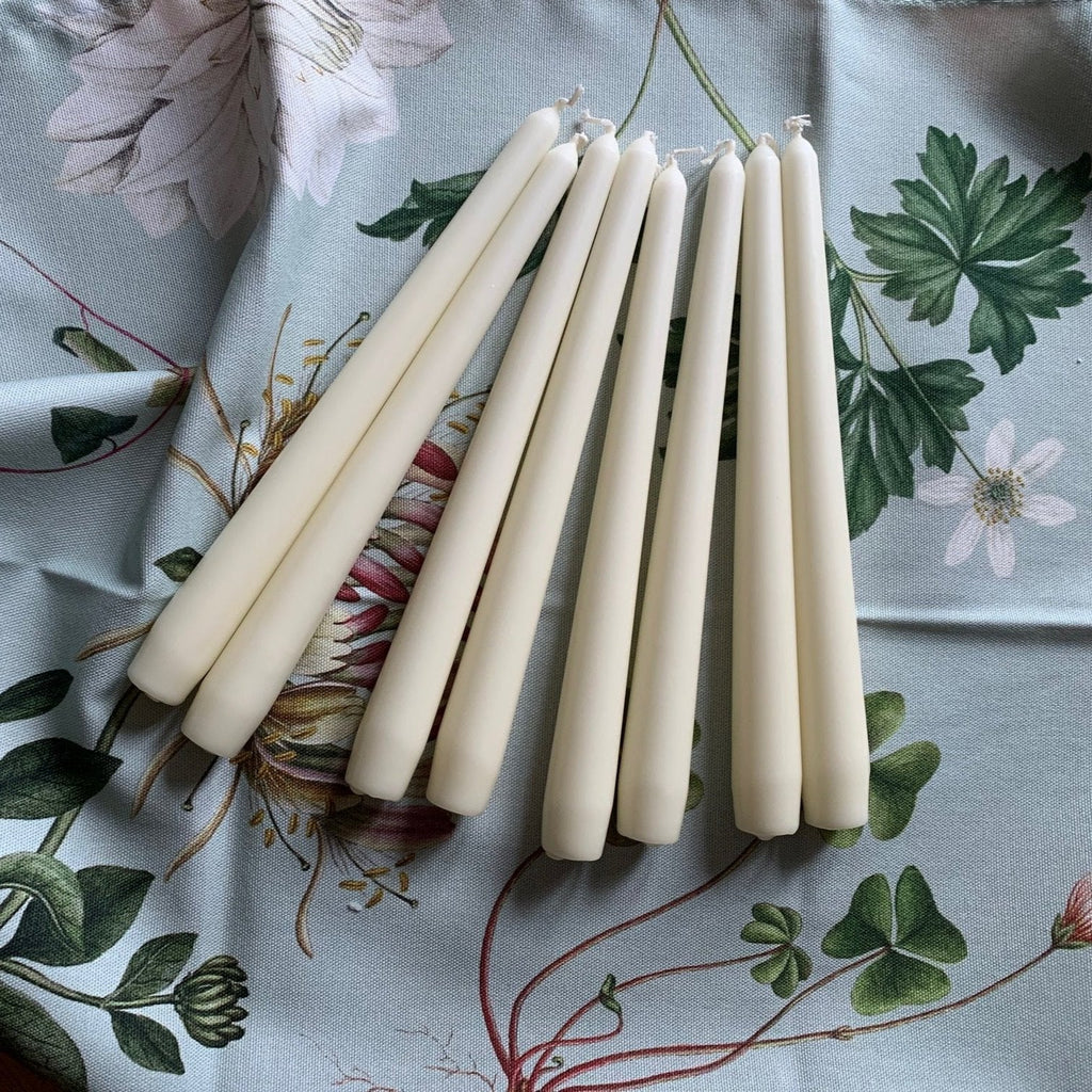 8 Ivory Tapered Dinner Candles