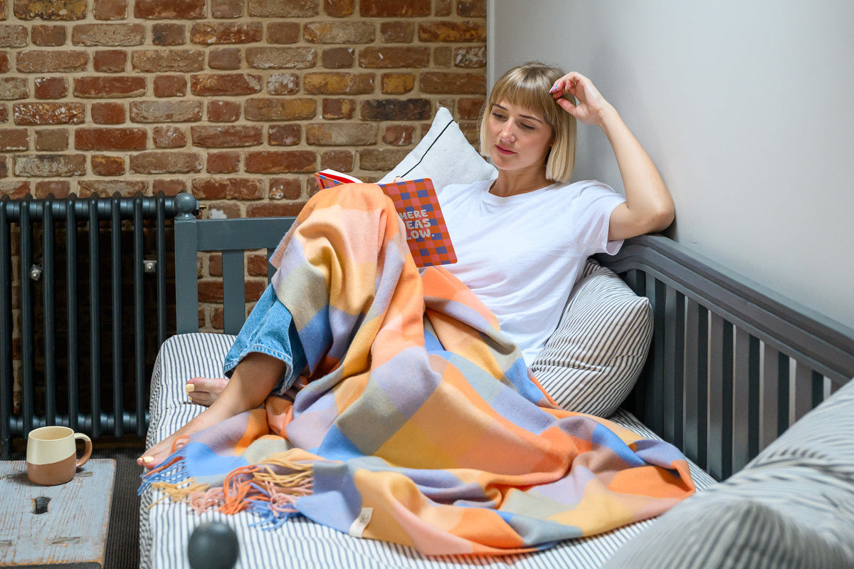 Pineapple Check Tartan Lambswool Blanket