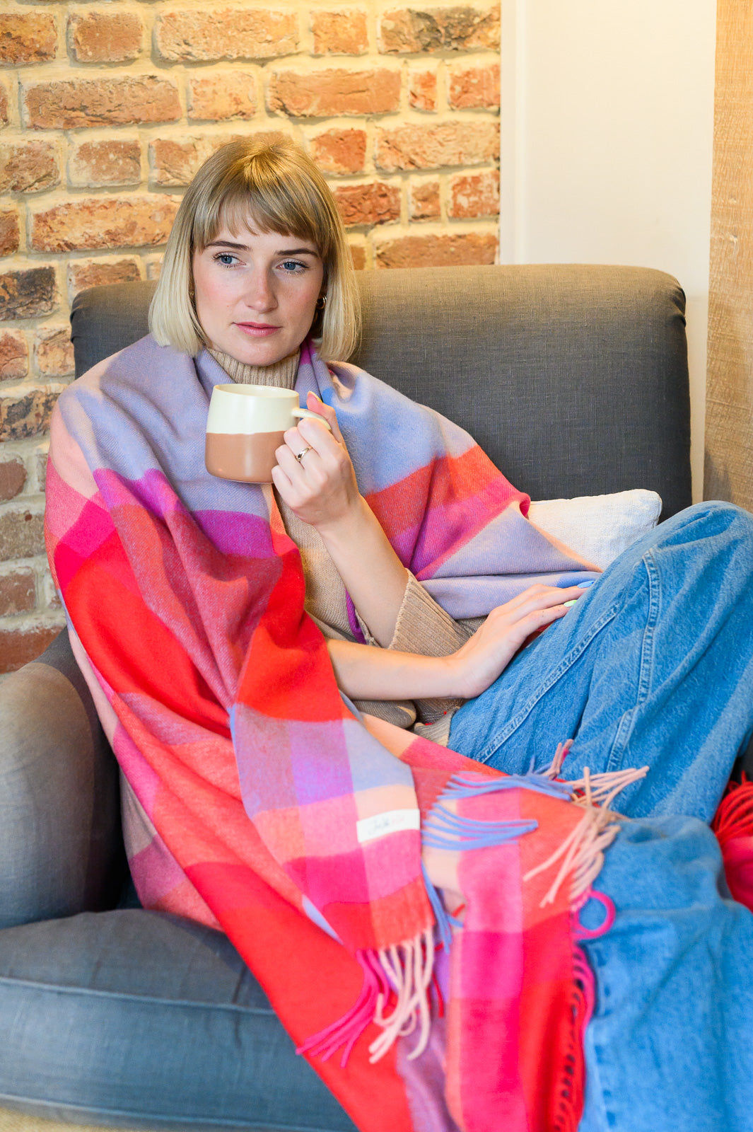 Red Tartan Lambswool Blanket