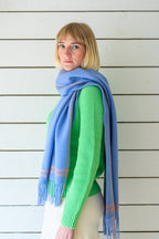Grape Border Houndstooth Lambswool Scarf