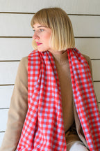 Red Gingham Lambswool Scarf