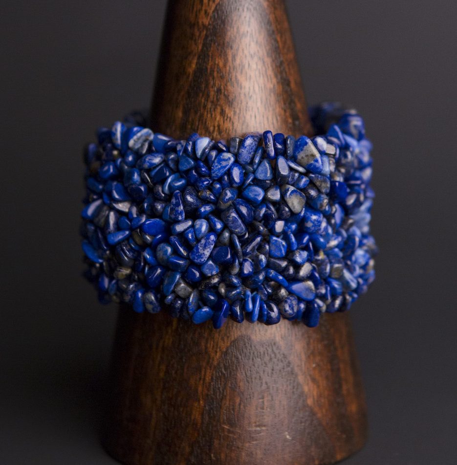 KNITTED LAPIS LAZULI BRACELET