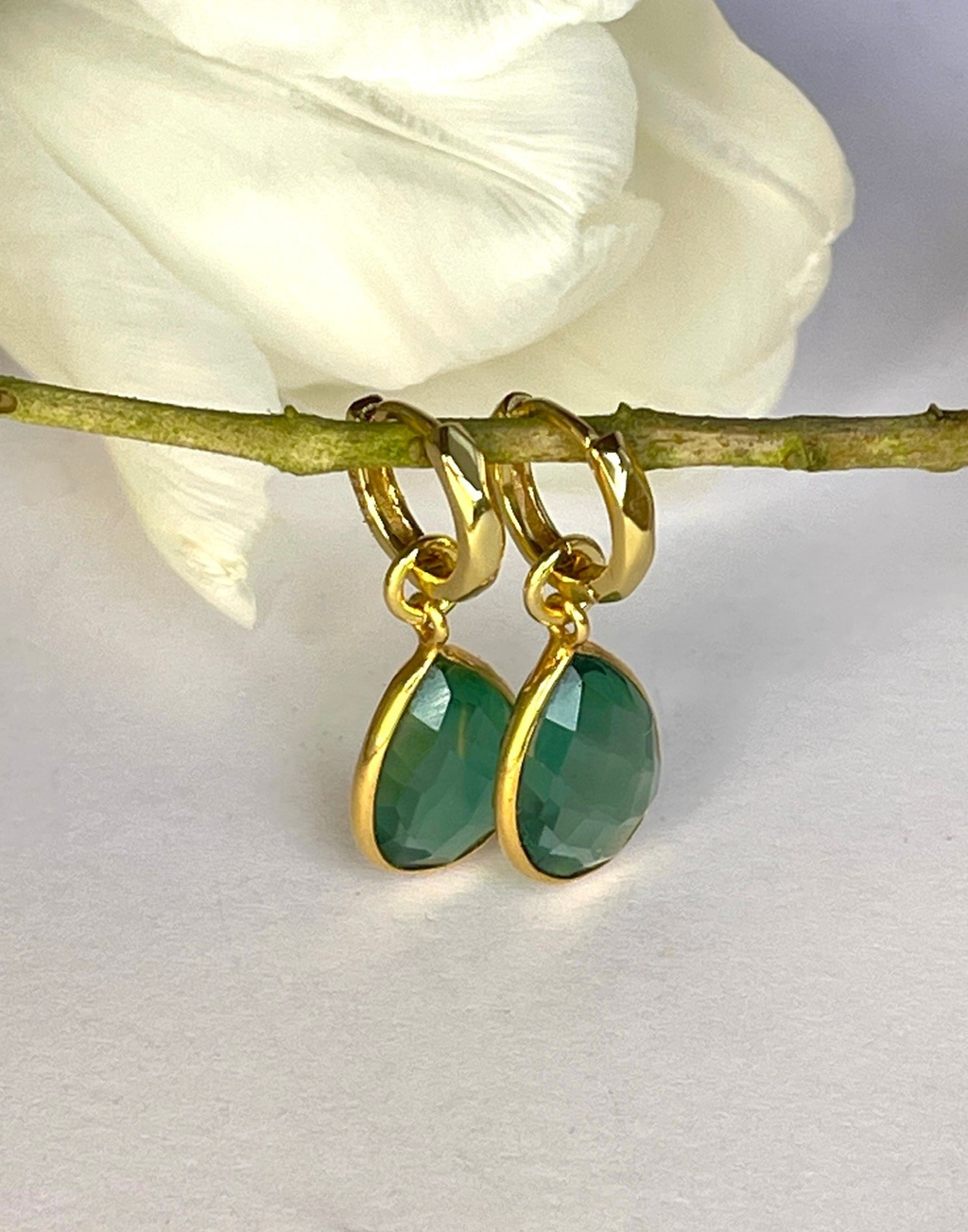 Kiera Forest Green Drop Earrings