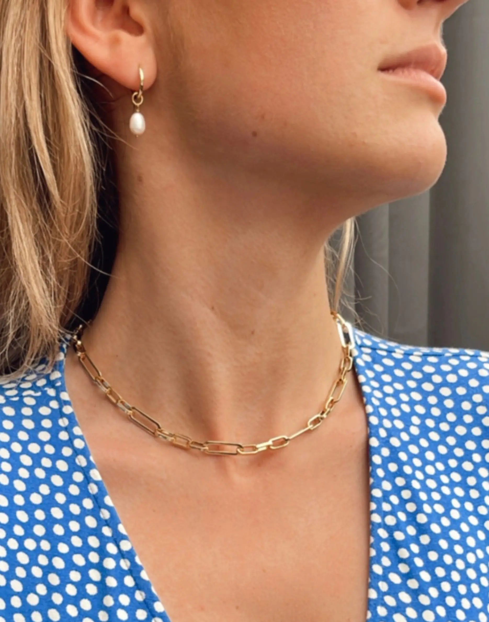 Kitty Gold Pearl Charm Huggie Earrings