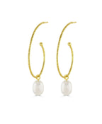 Large Gold Hoop with Green Onyx Drop