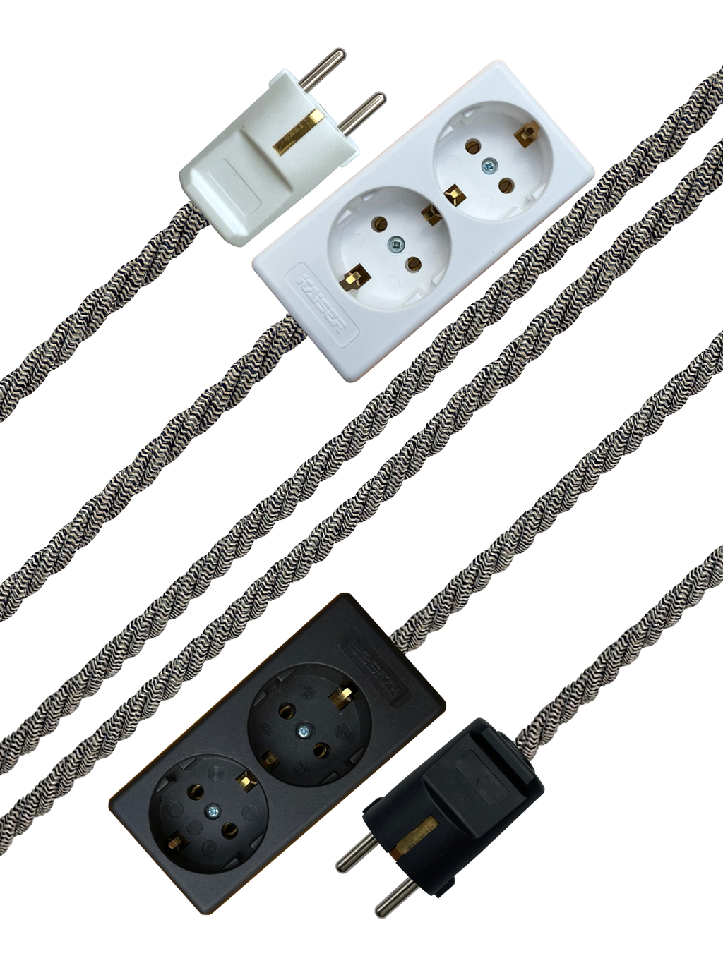 Denim Chevron - Lola's Leads EU Fabric Extension Cable