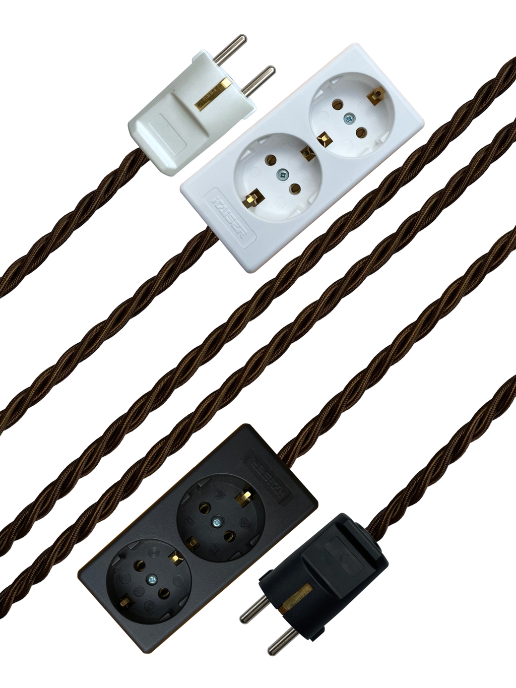Espresso - Lola's Leads EU Fabric Extension Cable