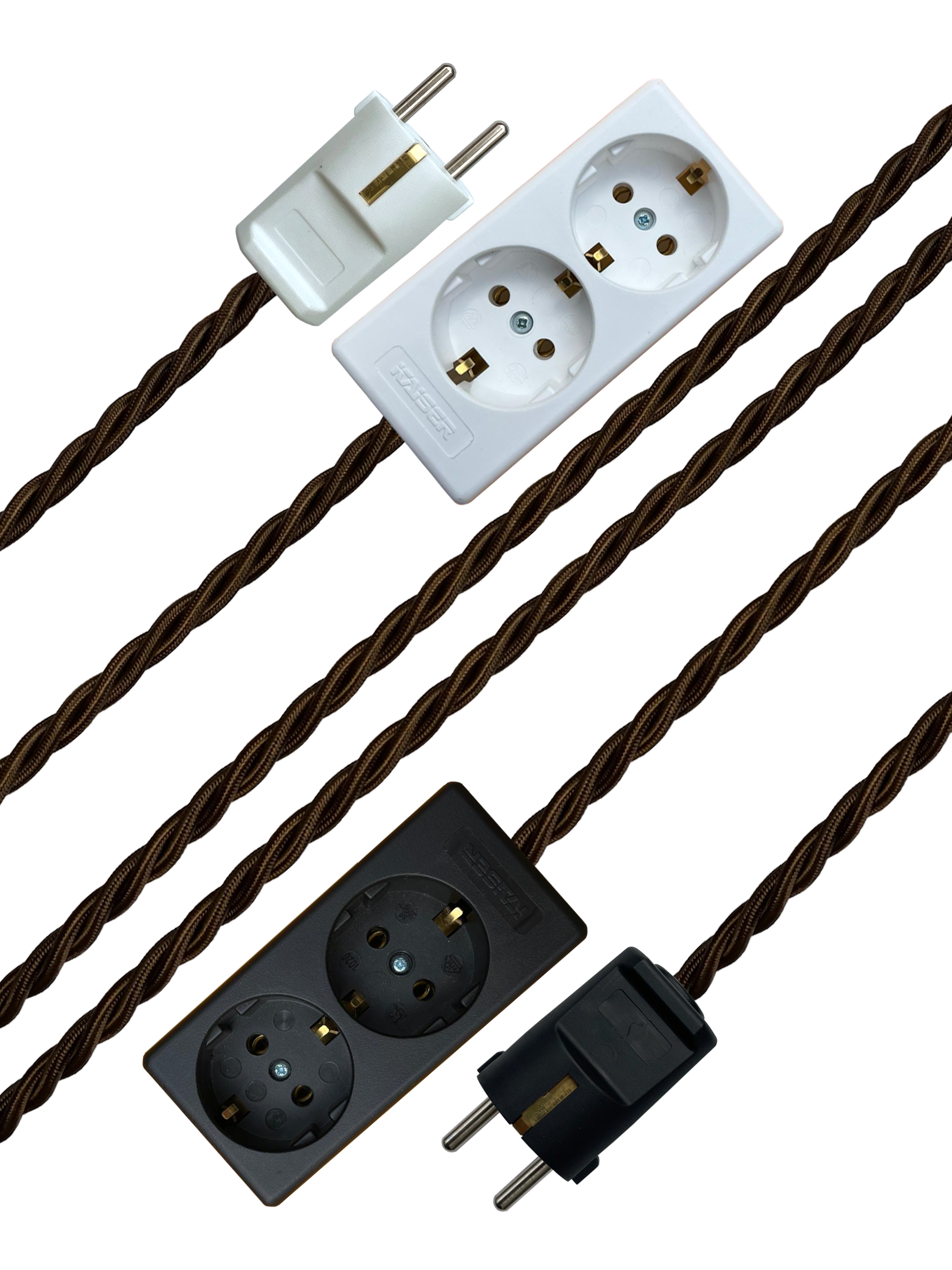 Espresso - Lola's Leads EU Fabric Extension Cable