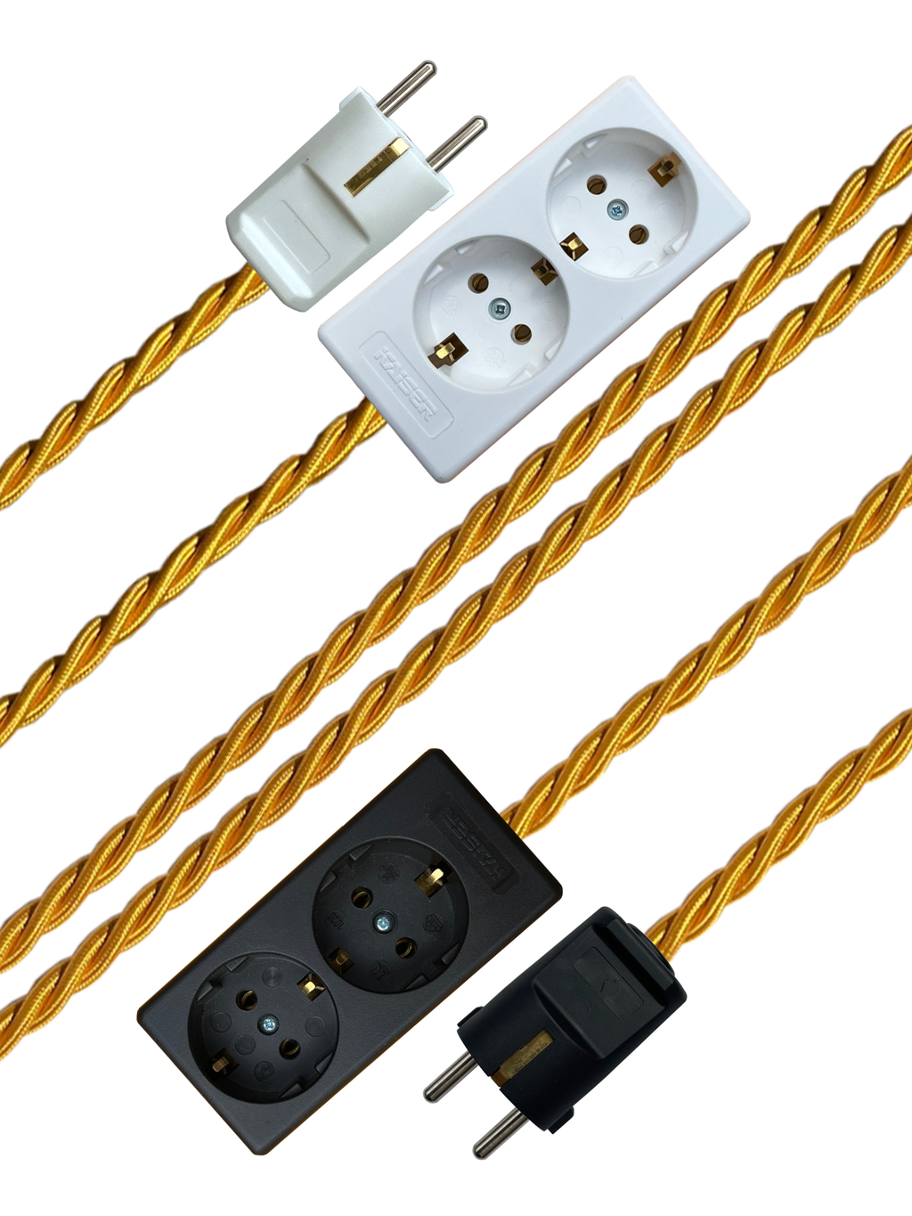 Gold - Lola's Leads EU Fabric Extension Cable