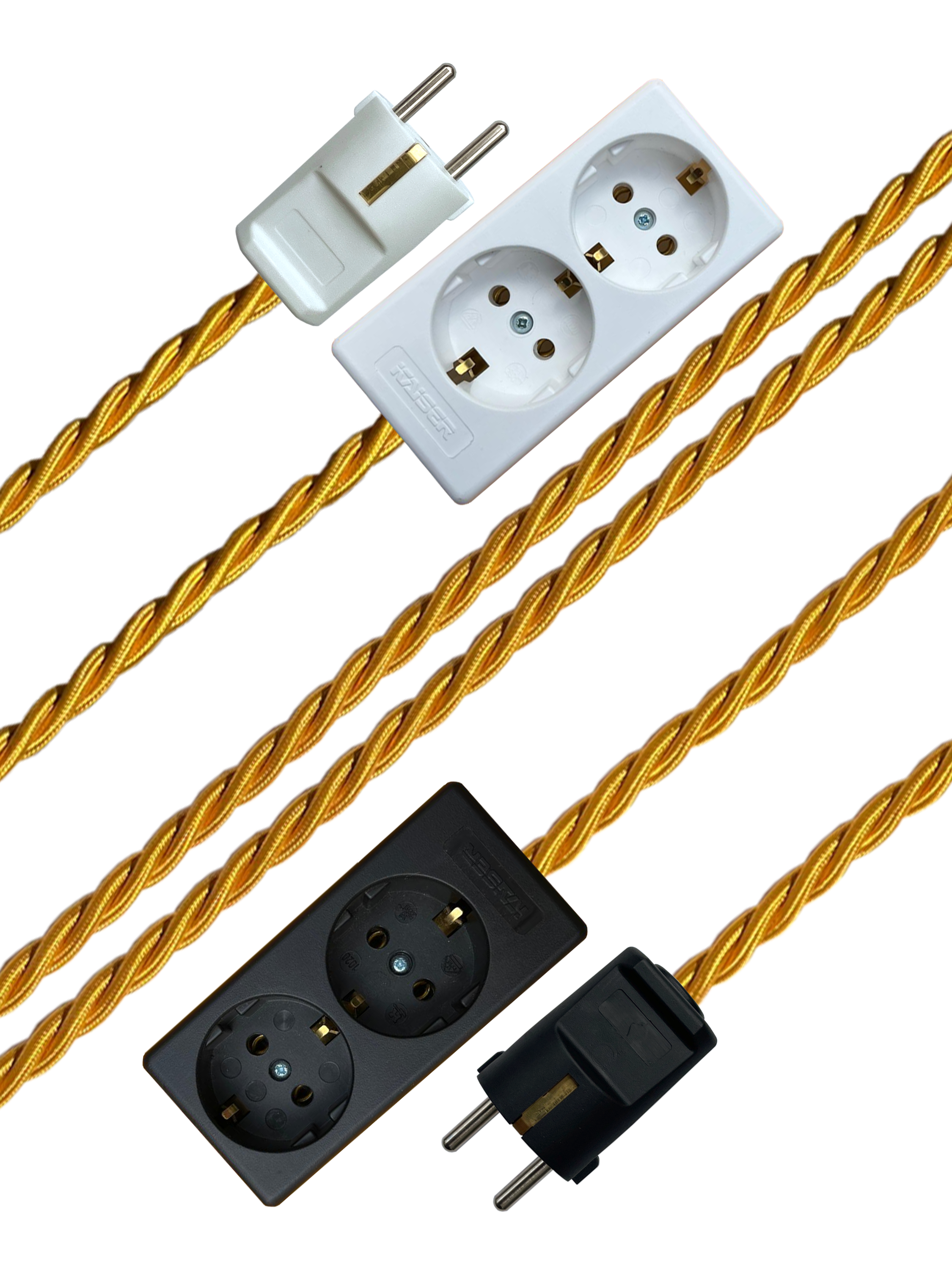 Gold - Lola's Leads EU Fabric Extension Cable