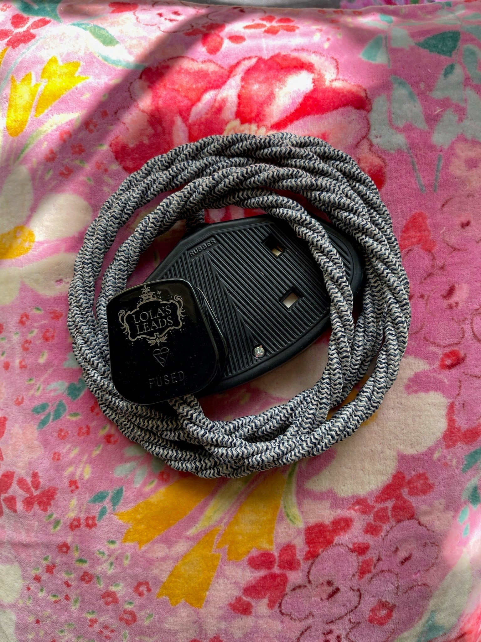 Denim Chevron - Lola's Leads Fabric Extension Cable