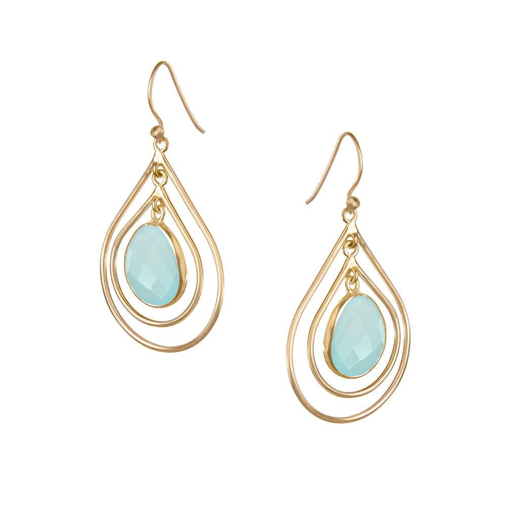 Lolita Earring in Gold with Aqua Chalcedony