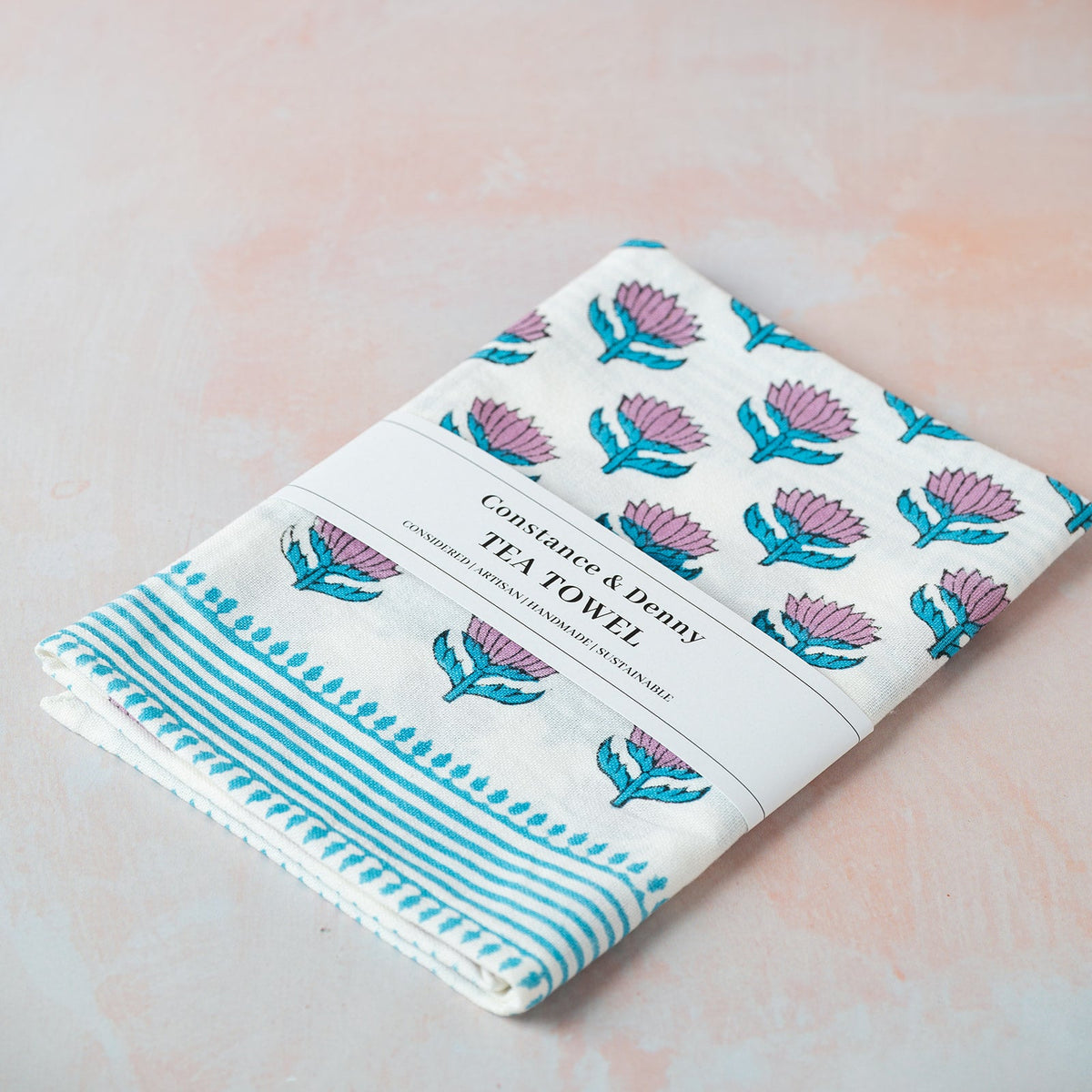 LOTUS FLOWER GREEN tea towel