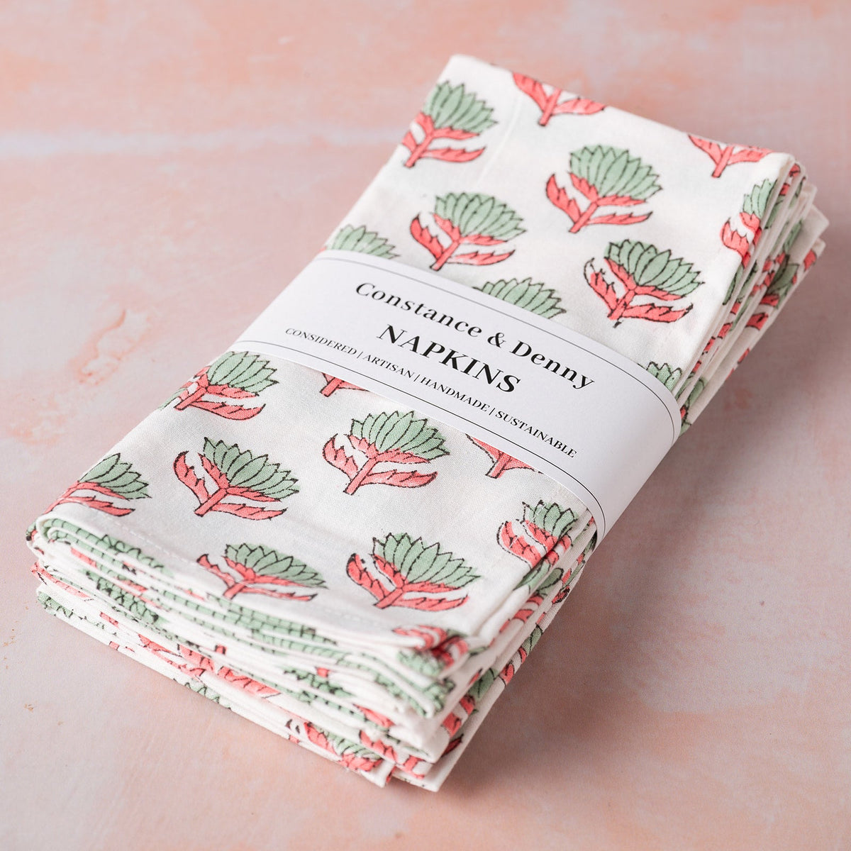 LOTUS FLOWER GREEN set of 6 cotton napkins