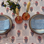 NEW LUNA SWEDISH BLUE hand block printed tablecloth