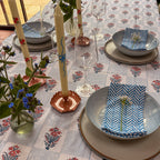 NEW LUNA SWEDISH BLUE hand block printed tablecloth