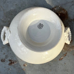 Antique Boch Freres La Louviere White Ceramic Soupiere / Tureen with Ladle