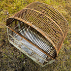 Large Vintage Metal & Wood Arched-Top Birdcage