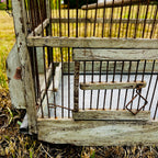 Large Vintage Metal & Wood Arched-Top Birdcage