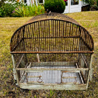 Large Vintage Metal & Wood Arched-Top Birdcage