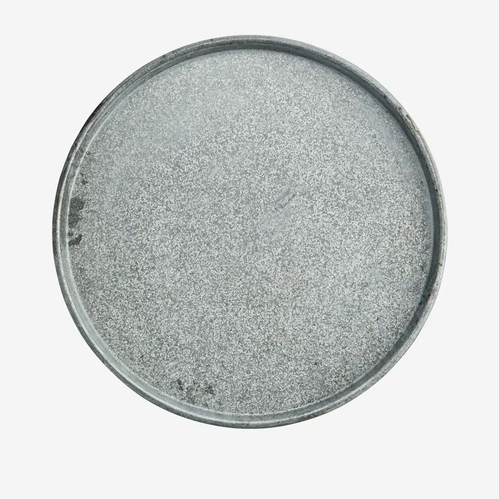 Large Rustic Round Zinc Garden Tray | 40cm