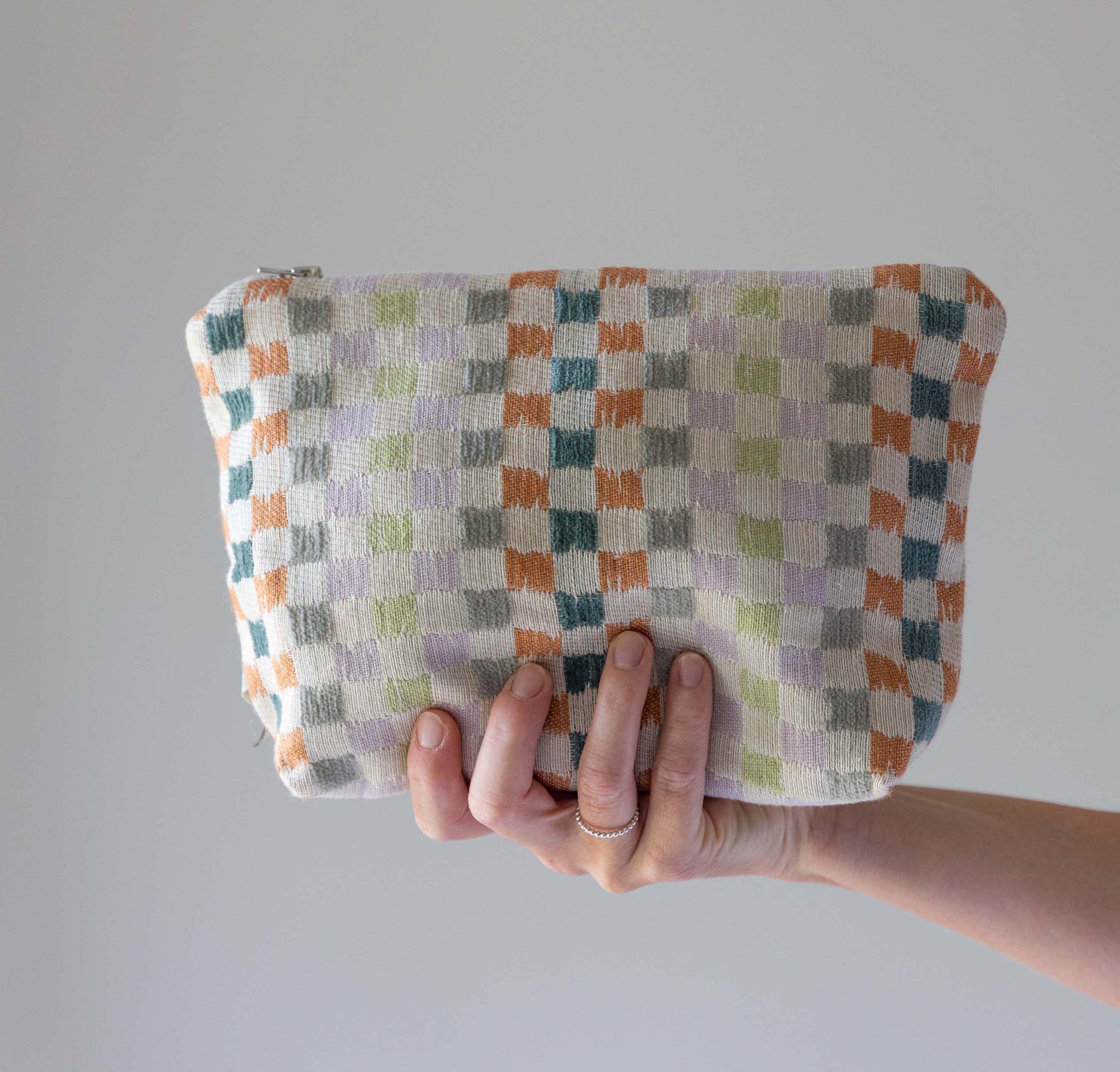 Heather Check Wash Bag - Ginger/Lime